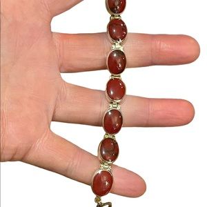 - Vintage sterling silver 925  Navajo coral link bracelet